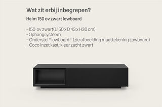 Tv-meubel, RAAT, Halm 150 OV, zwart, met lowboard en 1 cocon